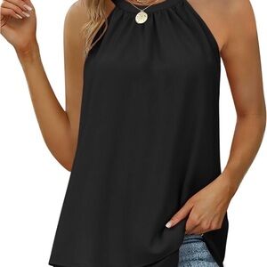 Elegant Black Halter Neck Women's Top